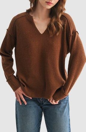 All in Favor Textured Knit Henley Top in Dark Brown at Nordstrom Rack, Size X-Small
