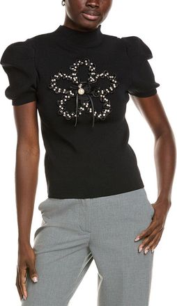Gracia Pearl Flower Applique T-Shirt