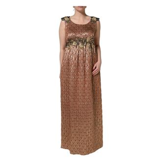 Dolce & Gabbana Metallic Crystal Evening Gown - female - Dolce & Gabbana - Gowns - Brown - L - Dresses