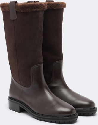 Aeyde Theo leather and suede knee-high boots