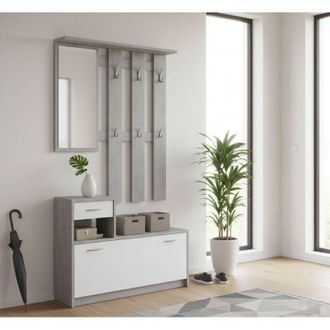 Dmora Mobile da Ingresso - Specchio Incluso Appendiabiti, Bianco, -, 100x25.5x190h cm Paysandu