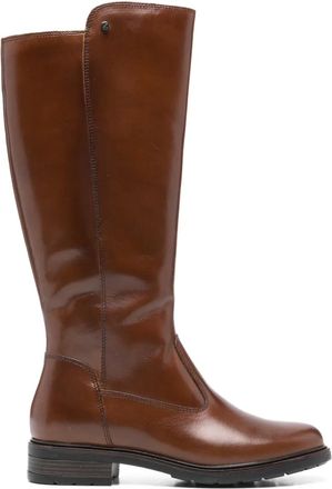 Keys logo-detail leather boots - women - Calf Leather/Fabric/Rubber - 37 - Brown