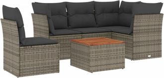vidaXL Vidaxl - Set De Muebles De Jard&iacute;n 6 Pzas Y Cojines Rat&aacute;n Sint&eacute;tico Gris