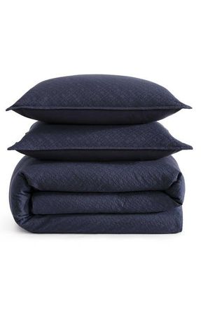 Tommy Hilfiger Monogram Matelass&eacute; Comforter & Pillow Shams Set in Navy at Nordstrom, Size Full