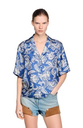 Sandro Floral print shirt in Blue /Ecru at Nordstrom, Size X-Small
