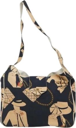 Chanel Pre-owned Shoulder Bags, female, Blue, Size: ONE SIZE Pre-owned Canvas Shoulder Bag