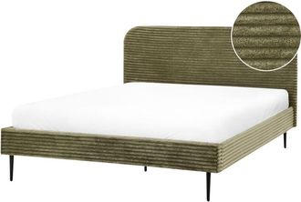 Beliani Bed Corduroy FLAYAT 160 x 200 cm (EU King Size) Green