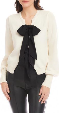 Fifteen Twenty Dena Ribbon Tie Cardigan in Cream/Black at Nordstrom, Size X-Small