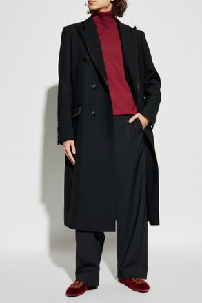 Dolce & Gabbana Wool Coat With Single Vent, Mens, Black
