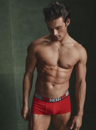 Diesel Mens 3 onyx/red stretch trunks Organic cotton 3-pack
