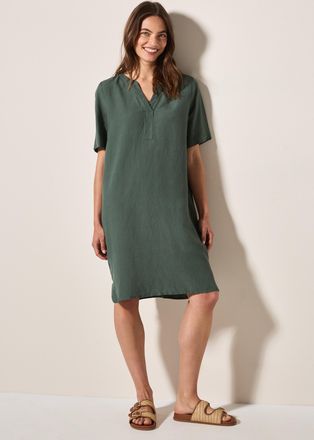 Cecil Sommerkleid Ohne Taschen Splitneck, mit Leinen