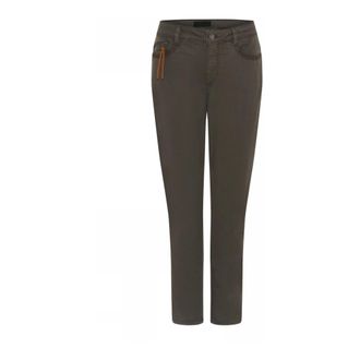 C.Ro Donkergroene broek met uniek detail - Dames - Slim Fit Broeken - Groen - S - Broeken