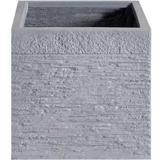 Beliani Beliani - Garden Outdoor Plant Pot Planter Geometric Square Stone 30x30x28 cm White Paros