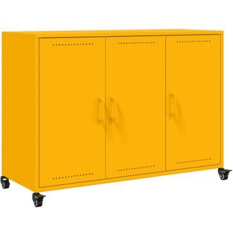 vidaXL Vidaxl - Aparador De Acero Amarillo Mostaza 100,5x39x72 Cm