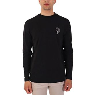 Karl Lagerfeld Tops, Heren, Zwart, M, Katoen, Crewneck Longsleeve