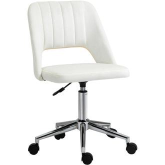 Vinsetto Vinsetto - Mid-Back Swivel Home Office Chair Scallop Computer Chair Cream White