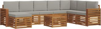 vidaXL Conjunto De Sof&aacute;s De Exterior 9 Uds. Gris Natural Y Claro Vidaxl