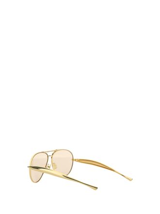 Bottega Veneta Womens Sunglasses Aviator Sardine Gold-Brown Gold-Gold-Brown Metal Gold/gold/brown
