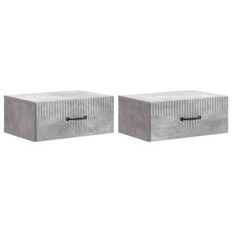 vidaXL Mesita De Noche De Pared 2 Pcs Gris Hormig&oacute;n 49 X 34,5 X 20 Cm Vidaxl