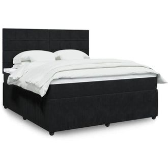 vidaXL Vidaxl - Cama Box Spring Con Colch&oacute;n Terciopelo Negro 180x200 Cm