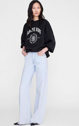 Anine Bing Miles Collegiate Sweatshirt in Vintage Black at Nordstrom, Size X-Small