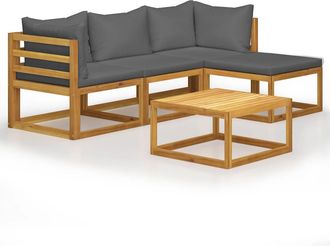 vidaXL Juego Muebles De Jard&iacute;n Y Cojines 5 Piezas Madera Maciza Acacia Vidaxl