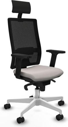 Piqueras y Crespo Piqueras Y Crespo - Horna sincro malla negra similpiel blanco brazos 2D base blanca cabecero fijo ruedas 65mm nailon