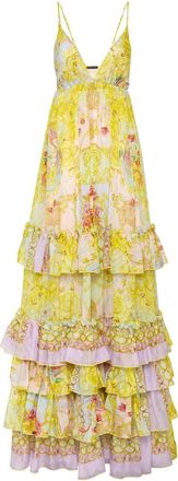 Philipp Plein Long Dress New Baroque - Dames - Maxi kleedjes - Veelkleurig - L - Chiffon - Kleedjes