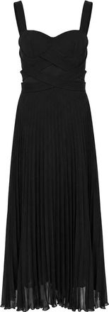 Patrizia Pepe Long Pleated Crepe Dress