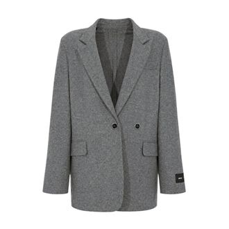Pinko Pinko - Double-breasted blazer met oversized pasvorm - Dames - Jassen - Grijs - Maat: XS Zijde