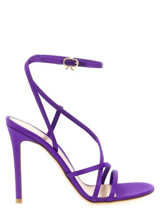 Gianvito Rossi Purple Fabric Stiletto Heel Womens Sandals
