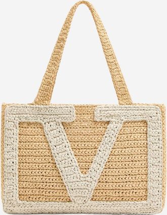 Valentino Garavani Natural/White Viva Superstar Medium Tote