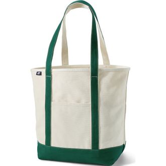 Lands End Lands End Canvas Open Top Tote Bag Regular & Long Handle Carry All - Stylish for Work Travel Beach Errands Great Gift in