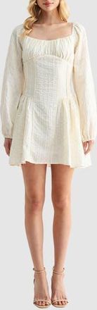 Lush Long sleeve Flared Minidress in Cream at Nordstrom Rack, Size X-Small