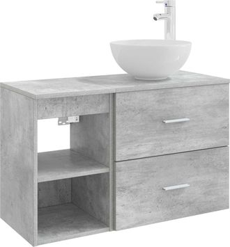 vidaXL Juego De Muebles De Ba&ntilde;o 2 Uds. Gris Hormig&oacute;n Vidaxl