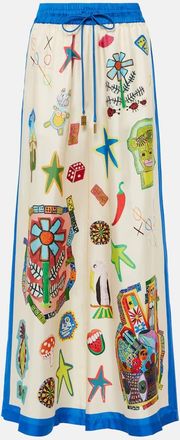 Alemais Rollers printed silk palazzo pants