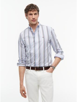 Tommy Hilfiger Mens Regular Fit Multi-Stripe Shirt - Doll Pink/Blue Stripe - XXL