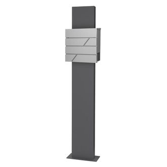 ML Design Buz&oacute;n de correo dise&ntilde;o gris claro con pedestal 170 cm acero inoxidable
