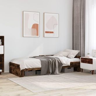 Berkfield Home Bed Frame without Mattress Smoked Oak 90x190 cm Single Engineered Wood in Brown