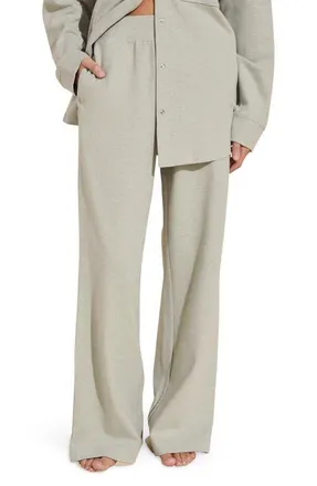 Eberjey Luxe Stretch Cotton Wide Leg Sweatpants in Botanical Zen Green at Nordstrom, Size Small