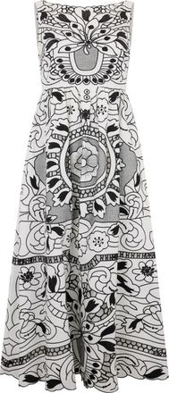 Red Valentino Mouwtjesloze midijurk - Dames - Casual kleedjes - Veelkleurig - XS - Katoen - Kleedjes