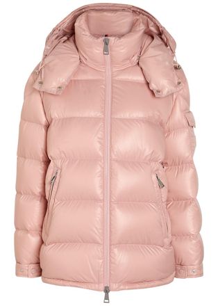 Moncler Maire Padded Hooded Laqu&eacute; Nylon Jacket - Light Pink - 4 (UK 16 / XL)