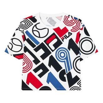 Fila (WMNS) FILA Athleisure Casual Sports Round Neck Printing Short Sleeve White F11W138108F-ZA