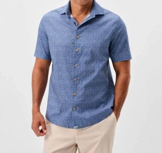 Johnnie-O Patel Hangin Out Short Sleeve Button Up Shirt In Navy