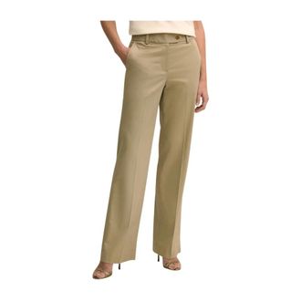 Brooks Brothers Advantage Wide Leg Chino - Dames - Wijde Broeken - Beige - M - Katoen - Broeken