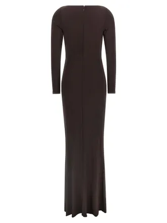 Elisabetta Franchi Draped Cr&ecirc;pe Jersey Dress - Brown