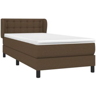 vidaXL Cama Box Spring Con Colch&oacute;n Tela Marr&oacute;n Oscuro 90x190 Cm Vidaxl