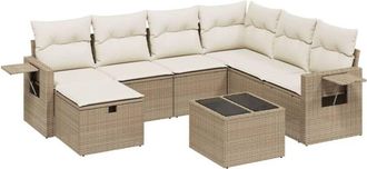 vidaXL Vidaxl - Juego De Sof&aacute;s De Jard&iacute;n Con Cojines Beige 8 Pzas Rat&aacute;n Pe