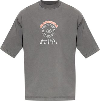 Marni Het Logo T-shirt - Heren - T-shirts - Grijs - XL - Katoen - Tops