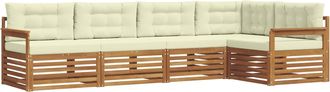vidaXL Conjunto De Sof&aacute;s De Exterior 5 Uds. Natural Y Crema Vidaxl